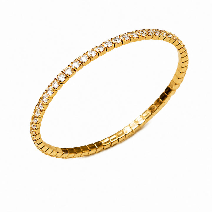 Sterling Silver Flexible Full Pave Diamond Stretch Bracelet