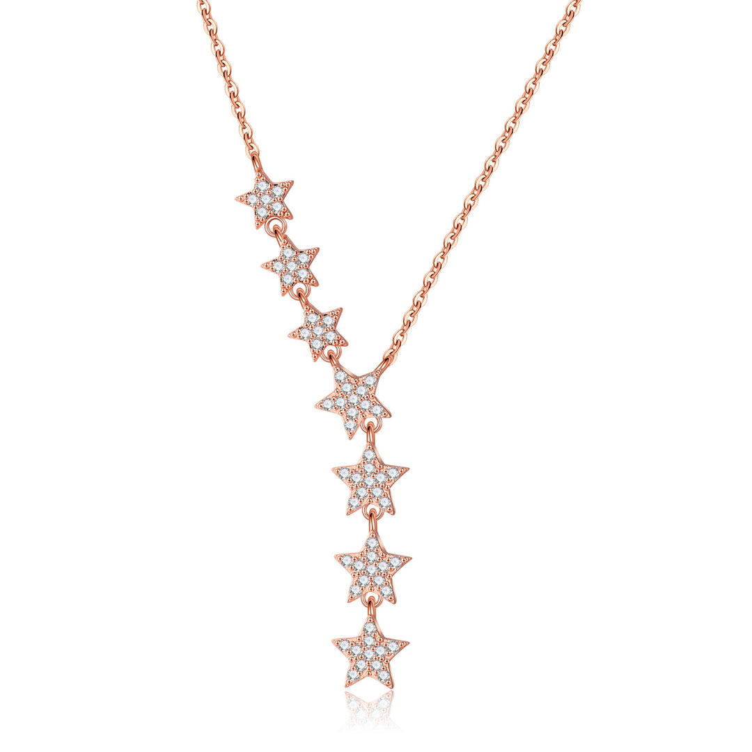 Diamond Star Lariat Y-Necklace 925 Sterling Silver Celestial Jewelry