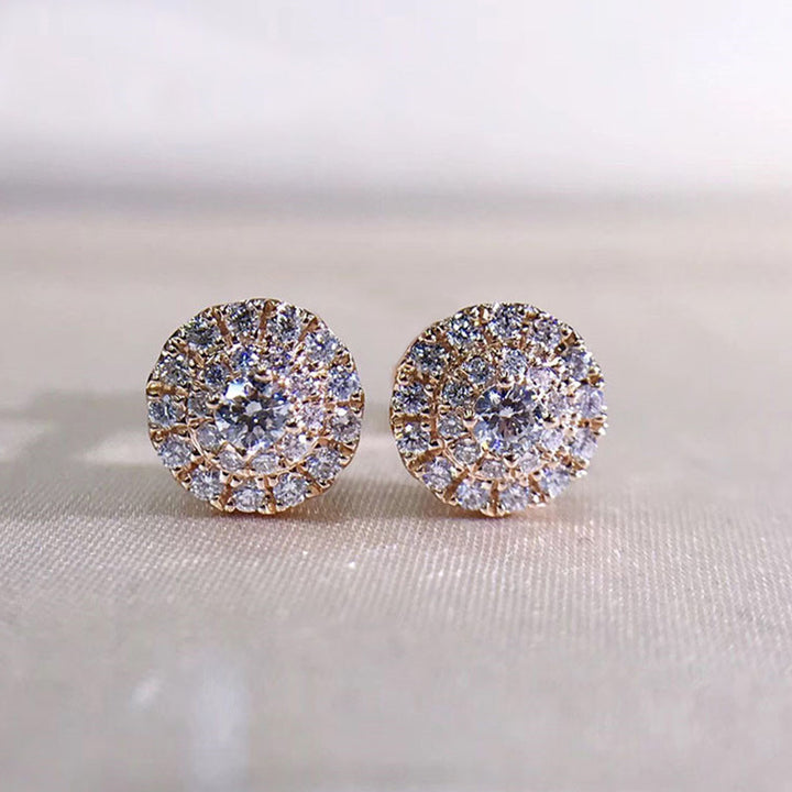 Minimalist Paved Round Crystal Stud Earrings S925 Sterling Silver