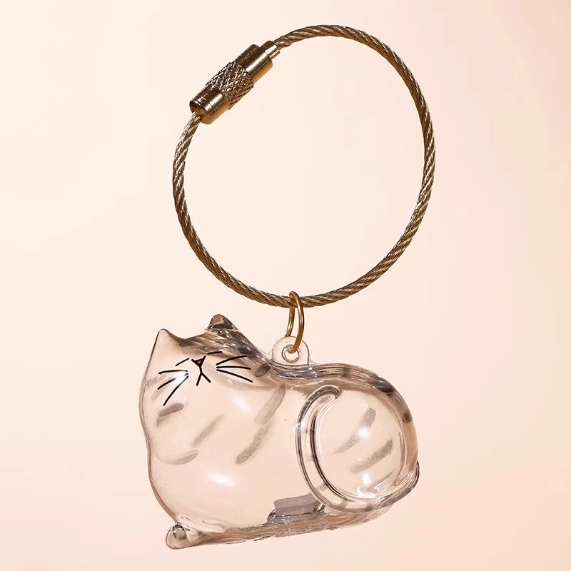 Cute Transparent Cat Keychain Cartoon Kitty Bag Charm Pendant