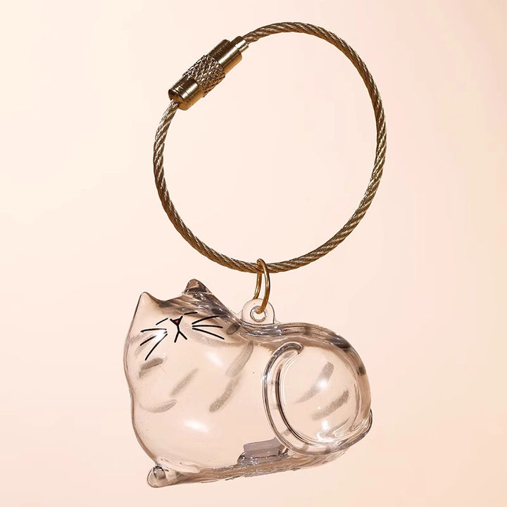 Cute Transparent Cat Keychain Cartoon Kitty Bag Charm Pendant