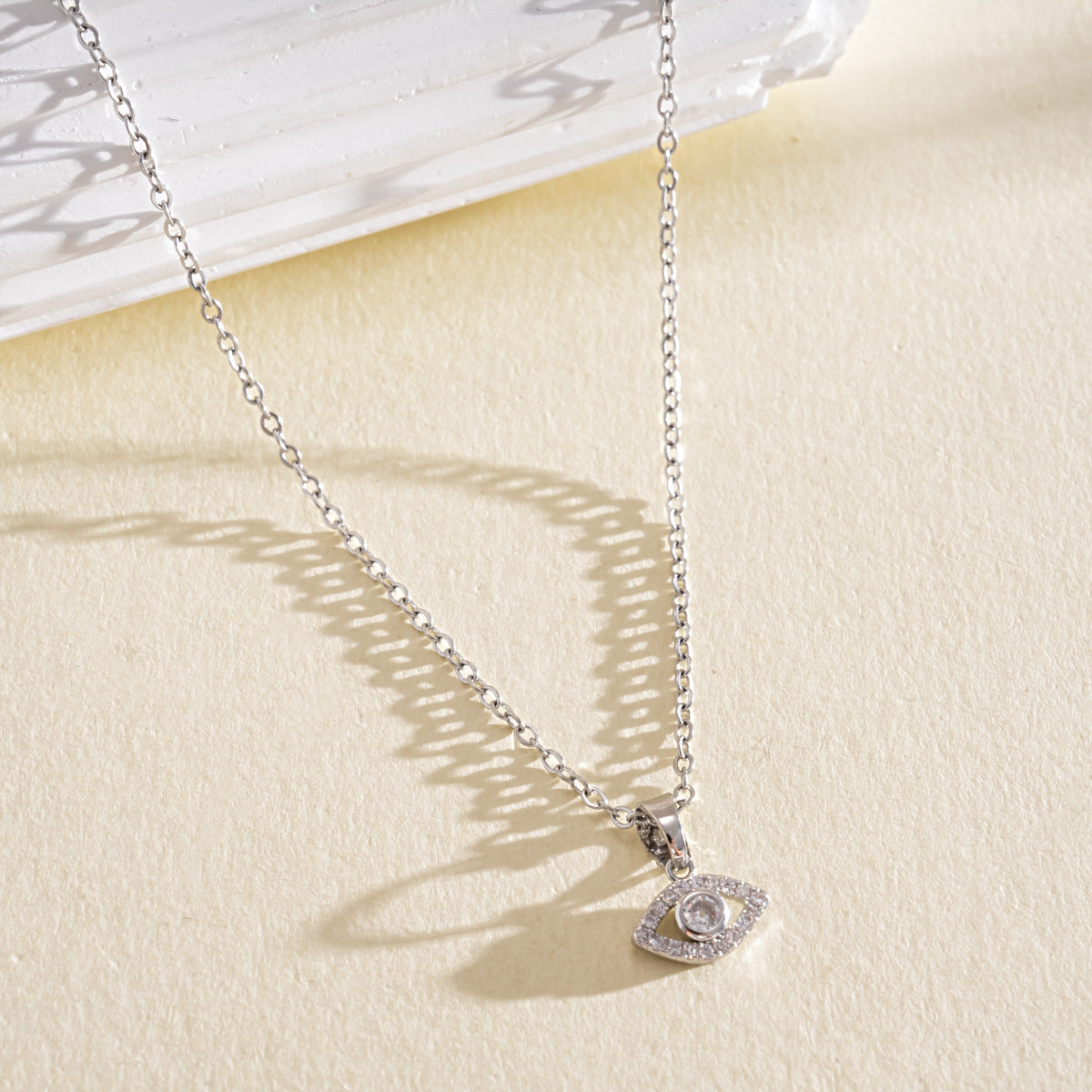 Layered Evil Eye Necklace for Women, Dainty Paved Diamond Clavicle Chain, Stainless Steel Non-fading Protection Pendant
