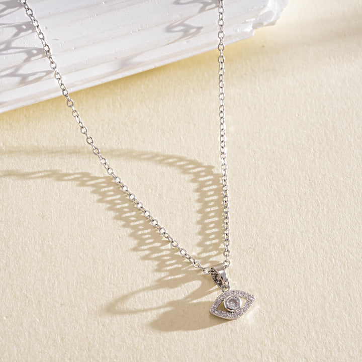 Layered Evil Eye Necklace for Women, Dainty Paved Diamond Clavicle Chain, Stainless Steel Non-fading Protection Pendant