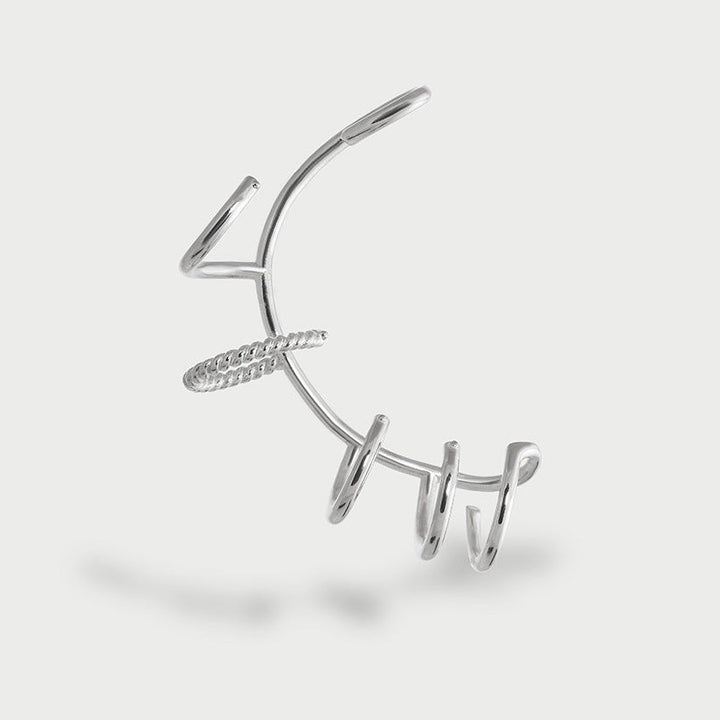 Multi-Piercing Ear Cuff & Hoop Set S925 Sterling Silver Diamond Charm Earrings