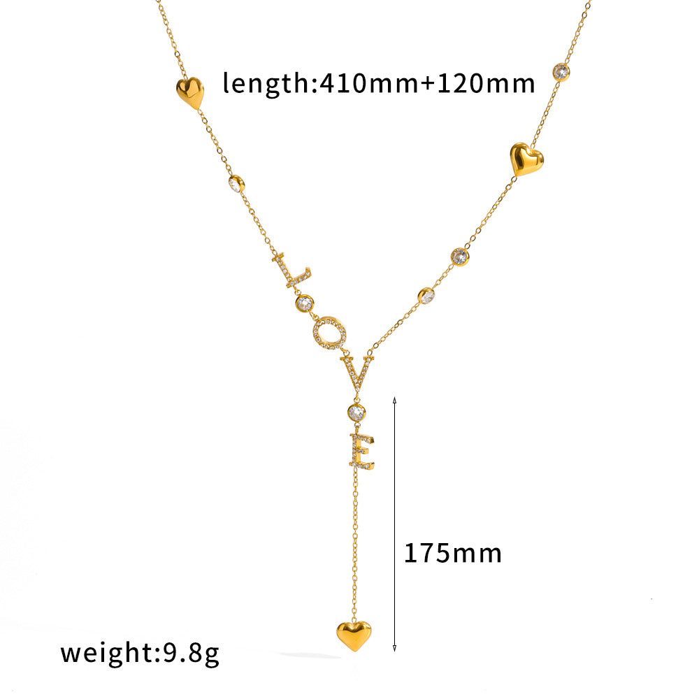 Diamond Layered Y Necklace Heart Star LOVE Jewelry