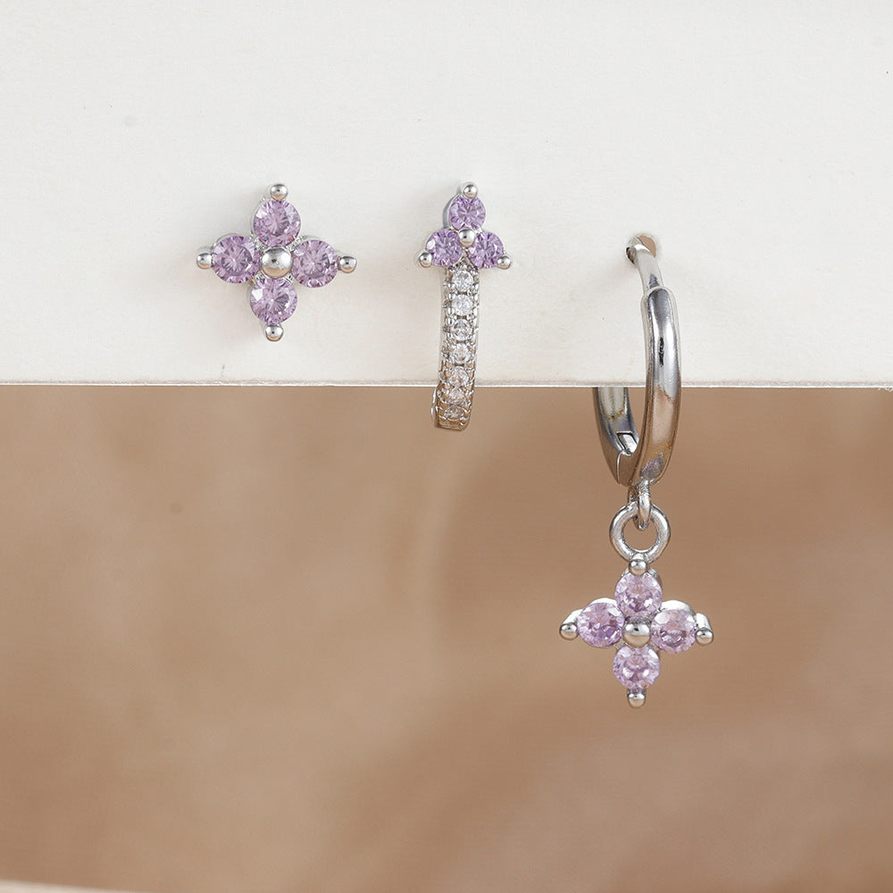 Clover Gemstone Hoop & Stud Earring Set