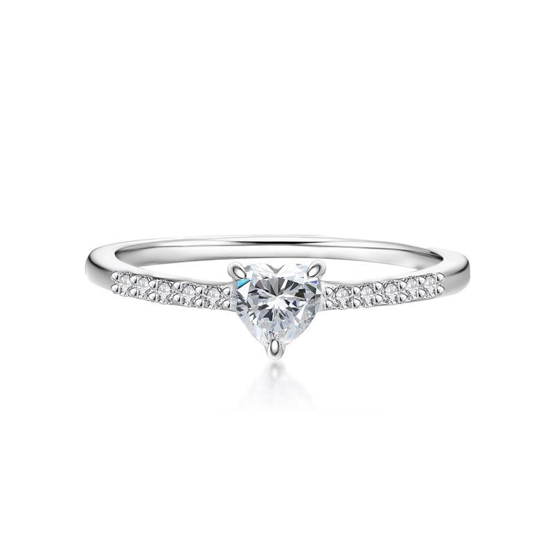Romantic Minimalist New Stackable StyleHeart-Shaped Diamond Ring Set Sterling Silver Creative Romantic Gift