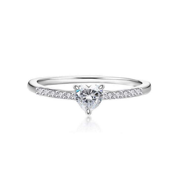 Romantic Minimalist New Stackable StyleHeart-Shaped Diamond Ring Set Sterling Silver Creative Romantic Gift