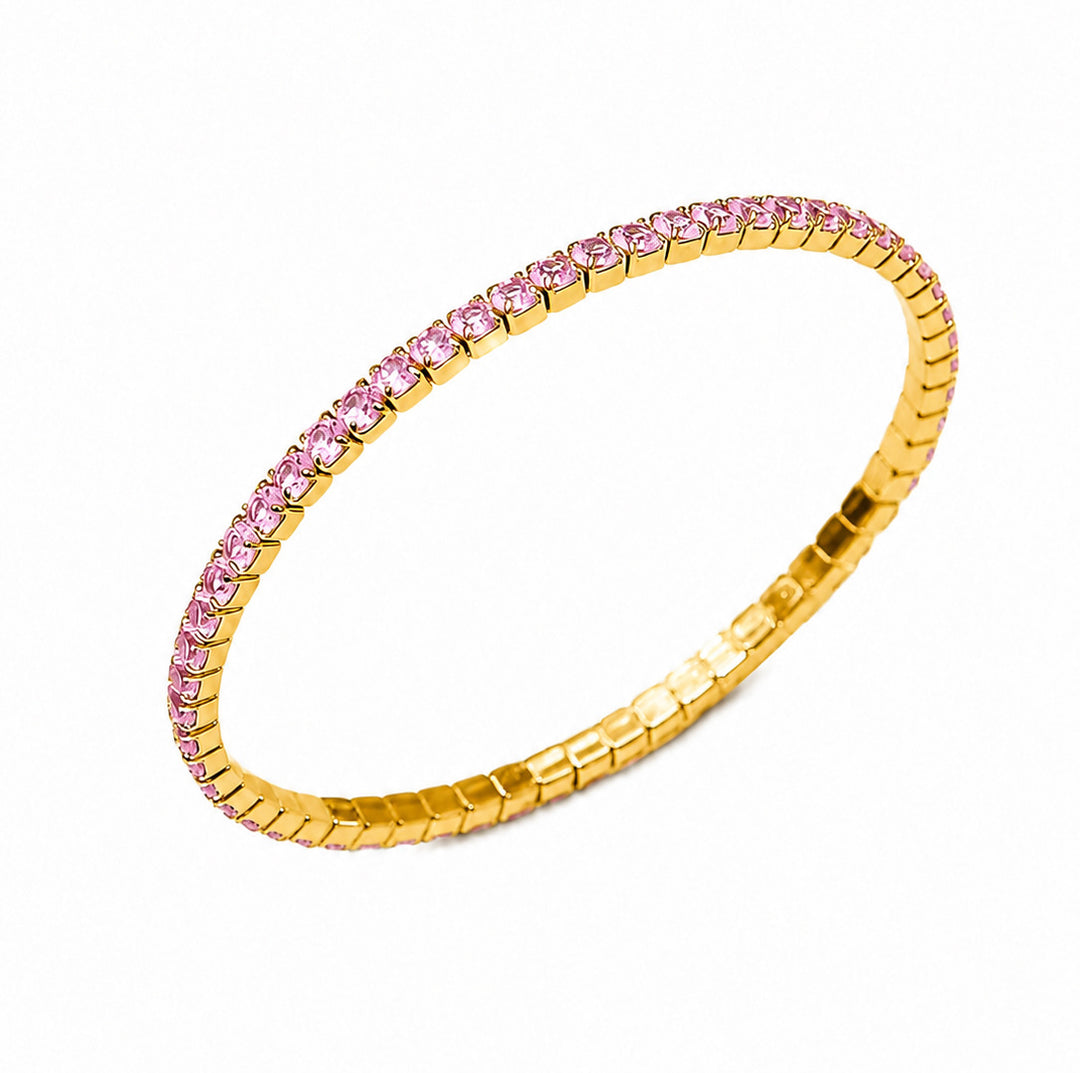 Sterling Silver Flexible Full Pave Diamond Stretch Bracelet