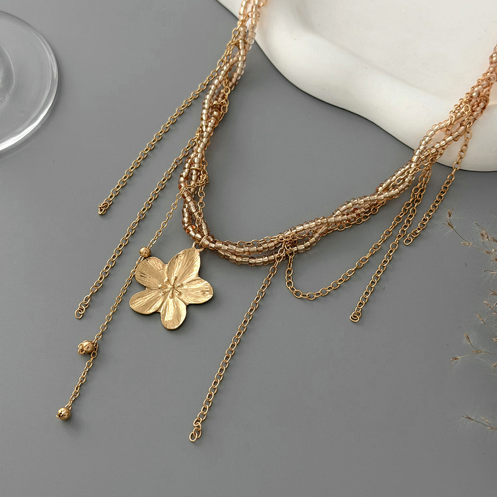 French Luxury Multi-Layer Tassel Flower Necklace