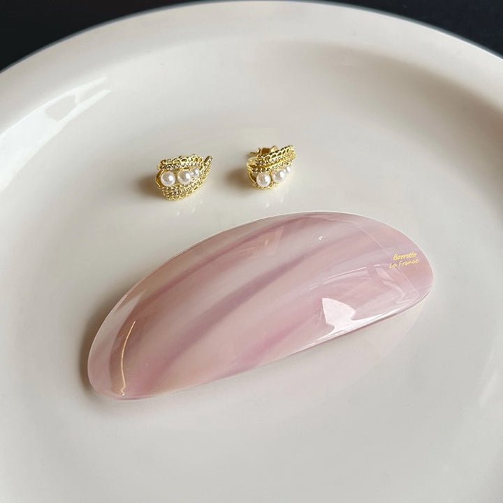 Oval Acetate Hair Clip French Style Glossy Hair Barrette