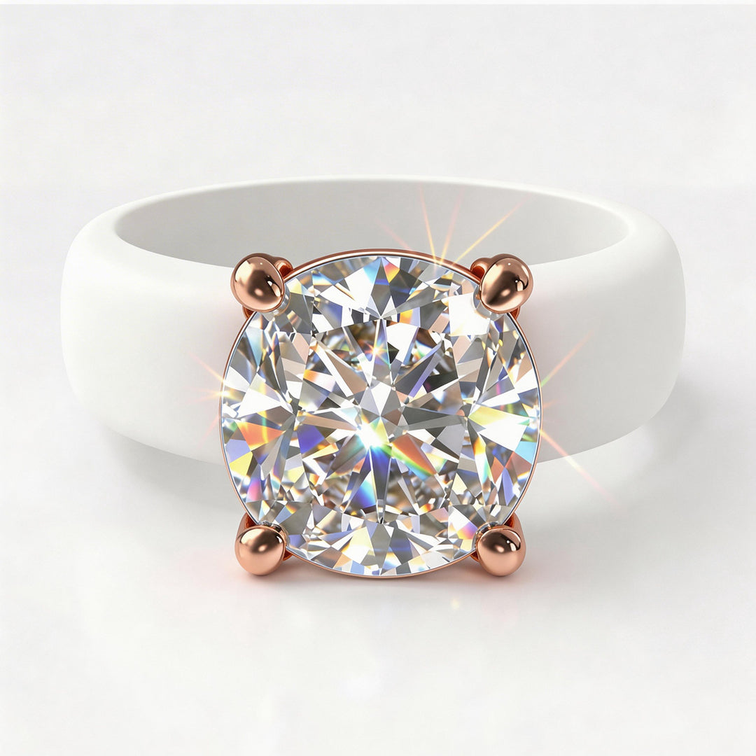 Bold Silicone Band & Diamond Statement Ring | Multiple Cut Options