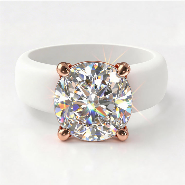 Bold Silicone Band & Diamond Statement Ring | Multiple Cut Options