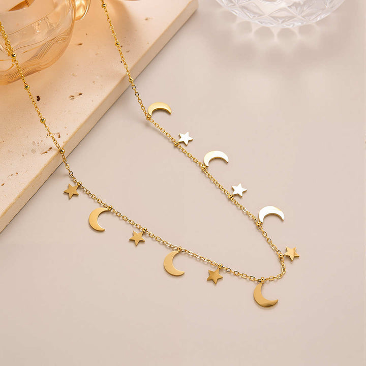 Titanium Steel Star/Moon/Heart Choker Necklace Minimalist Gold Dainty Charm Necklace for Women