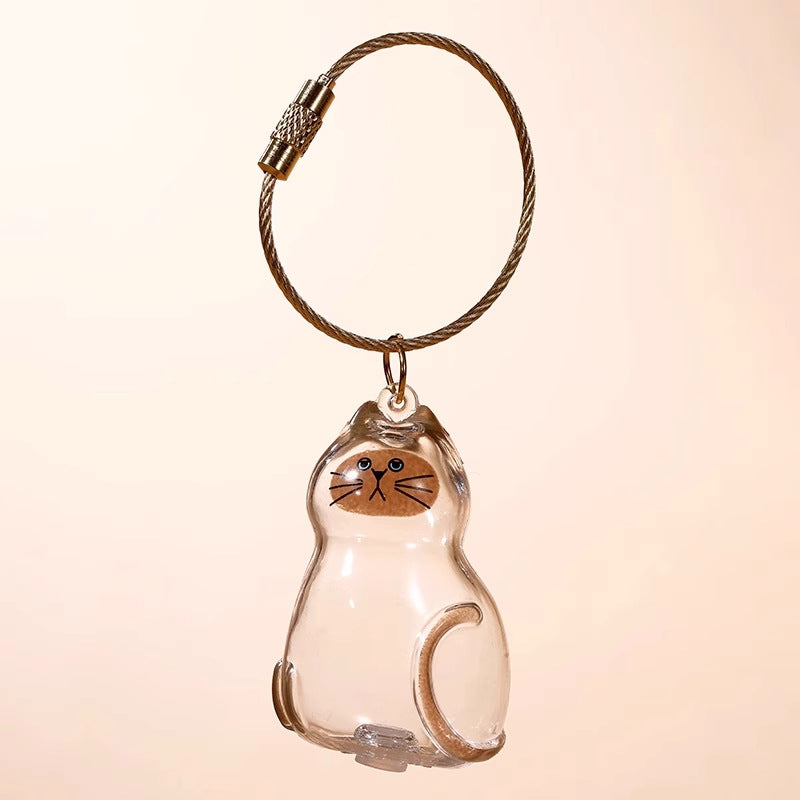 Cute Transparent Cat Keychain Cartoon Kitty Bag Charm Pendant