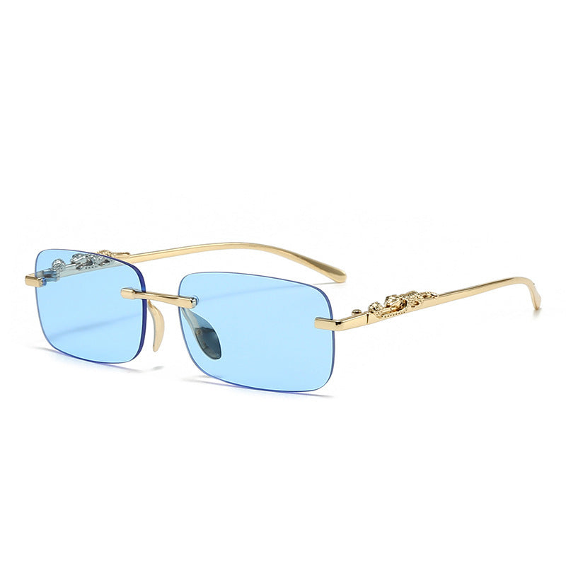 Rimless Leopard Decorative Sunglasses Retro Cut-Edge Sun Glasses