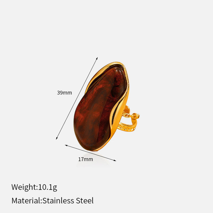 Vintage Irregular Acetate Open‑Band Ring Artistic Statement Women Ring