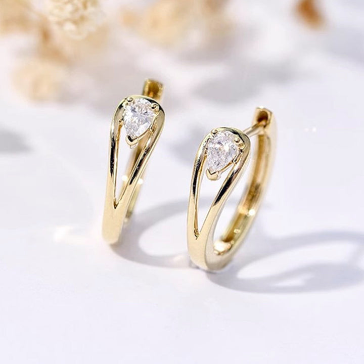 Pear Cut Diamond Hoop Earrings Women Elegant Minimalist Huggie Earring Multi Color Stone Wedding Party Daily Fashion Jewelry