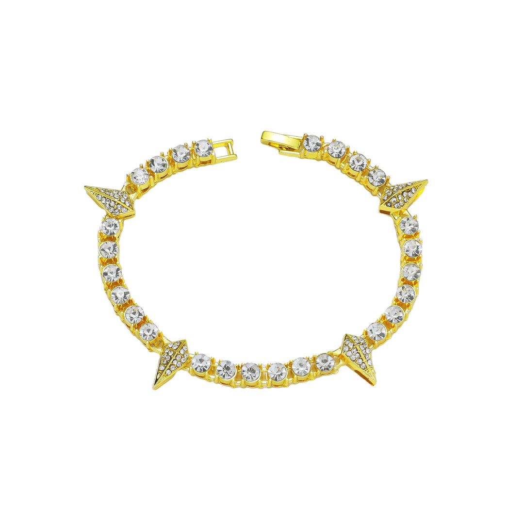 Spike‑Design Full‑Pave Diamond Tennis Bracelet Hip‑Hop Trendy Diamond Jewelry