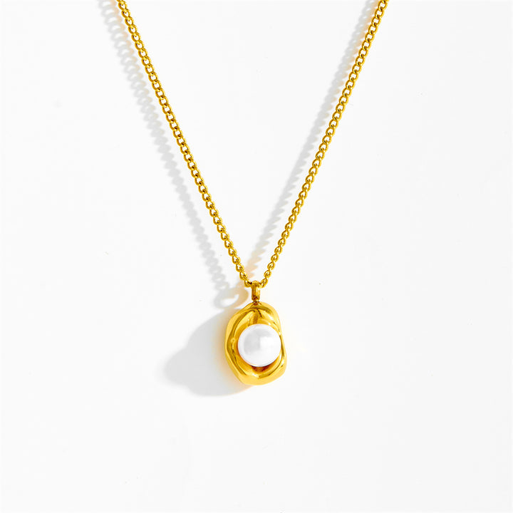 Irregular Wrapped Pearl Stud Earrings Minimalist Vintage Pendant Necklace Jewelry Set