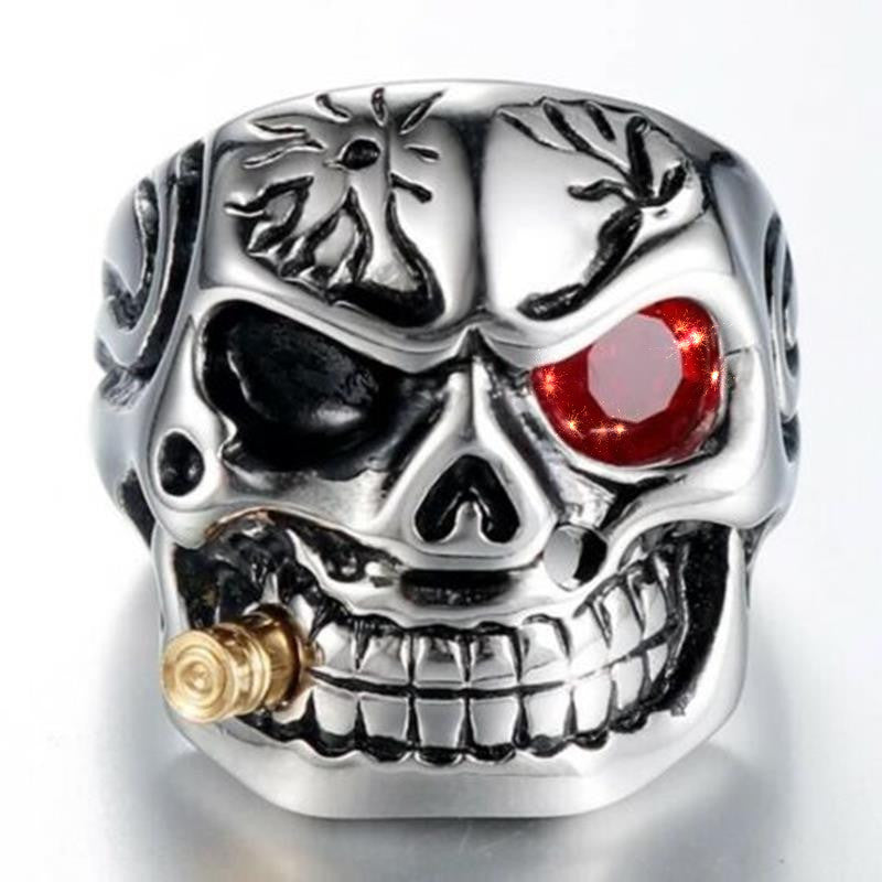 Diamond Skull Ring Cool Punk Mens Ring Halloween Fashion Jewelry