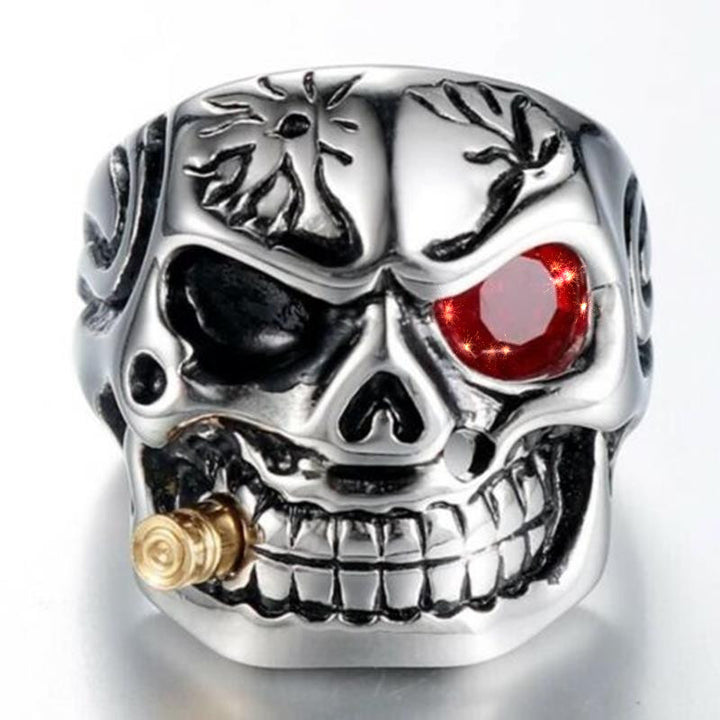 Diamond Skull Ring Cool Punk Mens Ring Halloween Fashion Jewelry