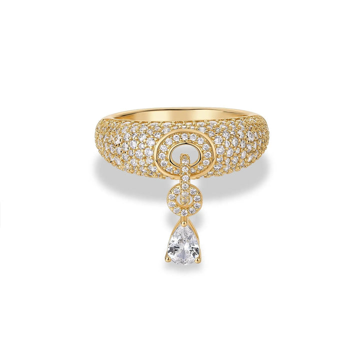Pavé Diamond Drop Statement Ring Teardrop Diamond Dangle Ring For Women Party Wedding Fine Jewelry