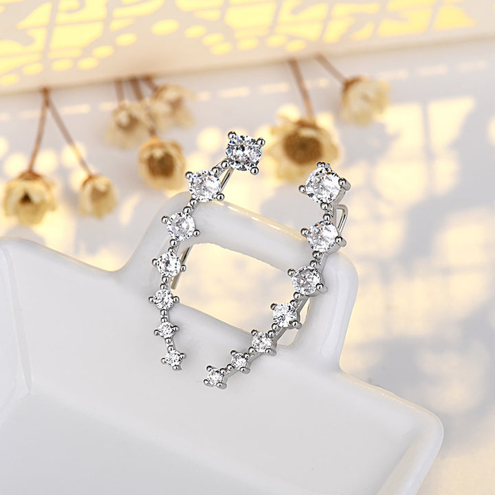Curved Climber Earrings For Women Linear Diamond Ear Crawler Statement Ear Jewelry