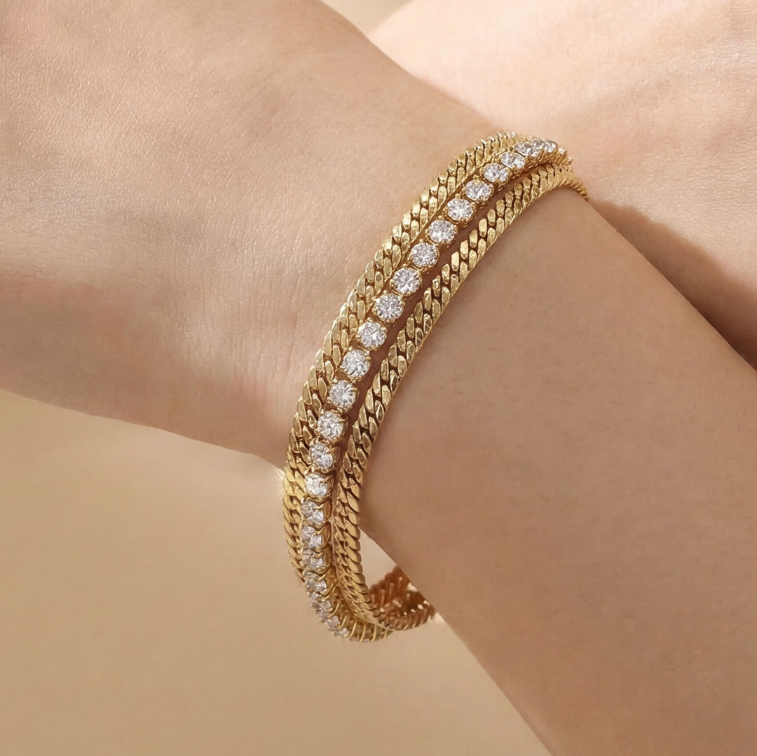 Double‑Layer Wrapped Diamond Bracelet Vintage Luxury Stackable Wrist Accessory
