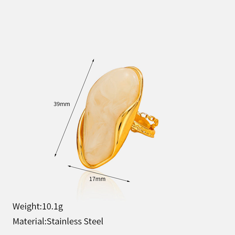 Vintage Irregular Acetate Open‑Band Ring Artistic Statement Women Ring