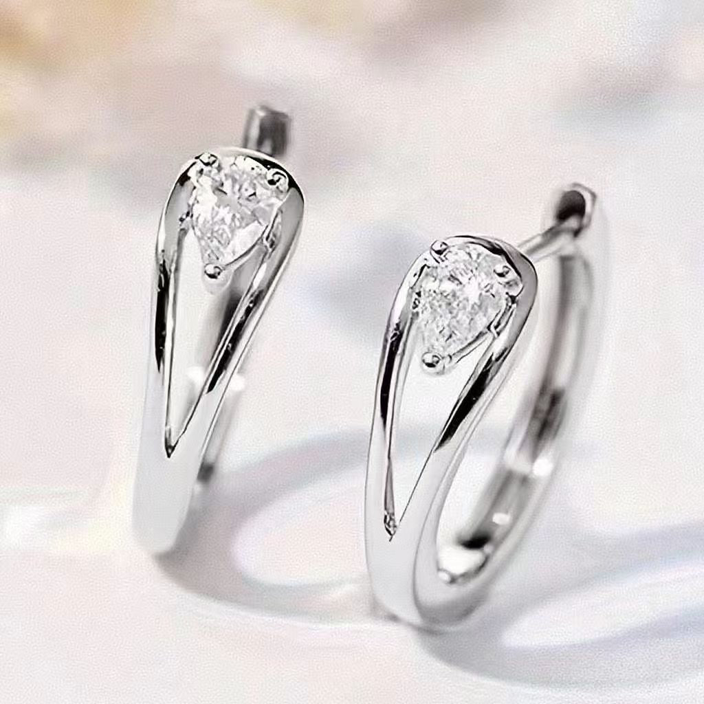 Pear Cut Diamond Hoop Earrings Women Elegant Minimalist Huggie Earring Multi Color Stone Wedding Party Daily Fashion Jewelry
