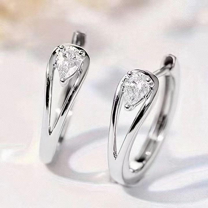 Pear Cut Diamond Hoop Earrings Women Elegant Minimalist Huggie Earring Multi Color Stone Wedding Party Daily Fashion Jewelry