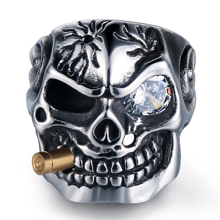 Diamond Skull Ring Cool Punk Mens Ring Halloween Fashion Jewelry