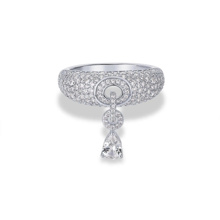 Pavé Diamond Drop Statement Ring Teardrop Diamond Dangle Ring For Women Party Wedding Fine Jewelry