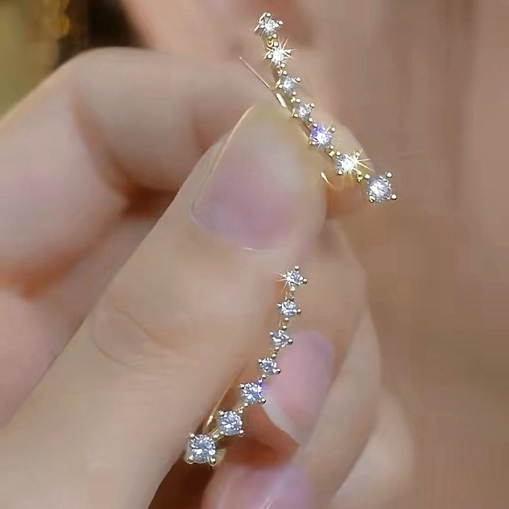 Curved Climber Earrings For Women Linear Diamond Ear Crawler Statement Ear Jewelry