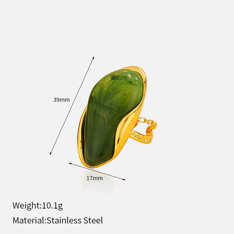 Vintage Irregular Acetate Open‑Band Ring Artistic Statement Women Ring