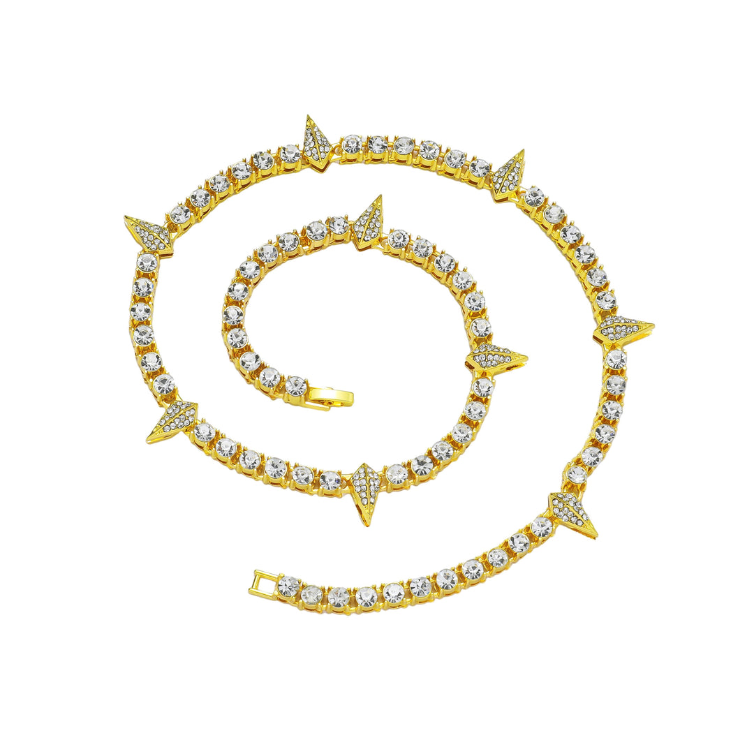Spike‑Design Full‑Pave Diamond Tennis Bracelet Hip‑Hop Trendy Diamond Jewelry