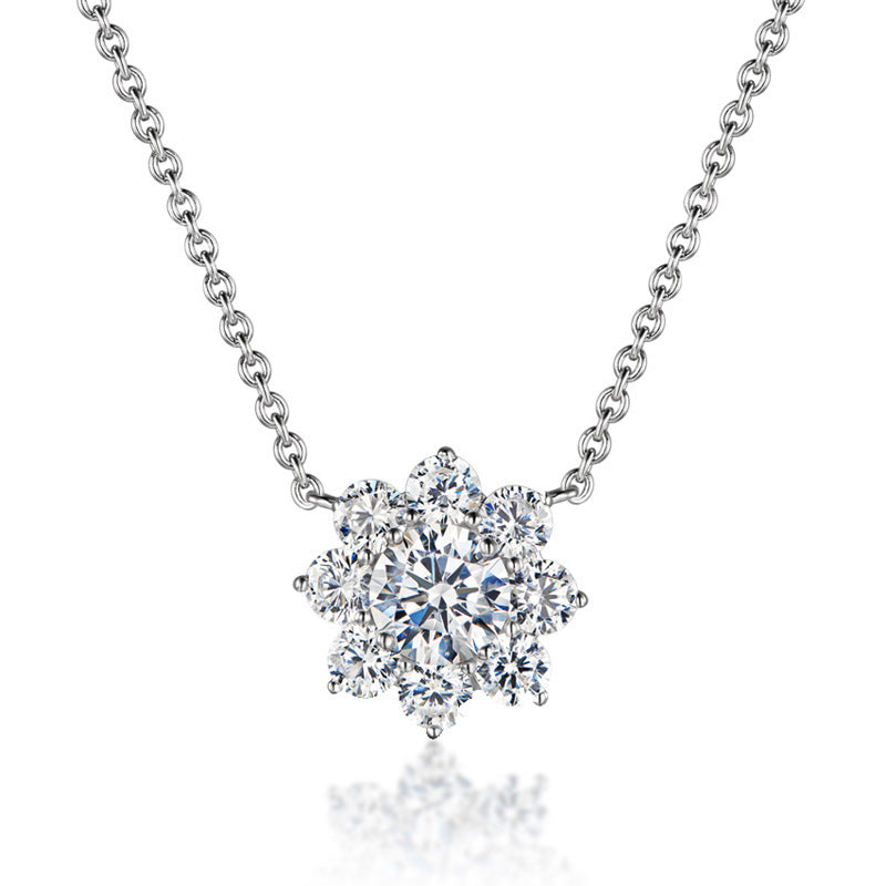Sunflower Halo Diamond Jewelry Set Brilliant Snow‑Flare Three‑Piece Set Earrings Ring Necklace