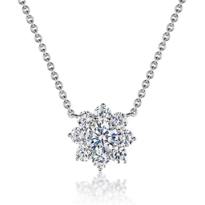 Sunflower Halo Diamond Jewelry Set Brilliant Snow‑Flare Three‑Piece Set Earrings Ring Necklace
