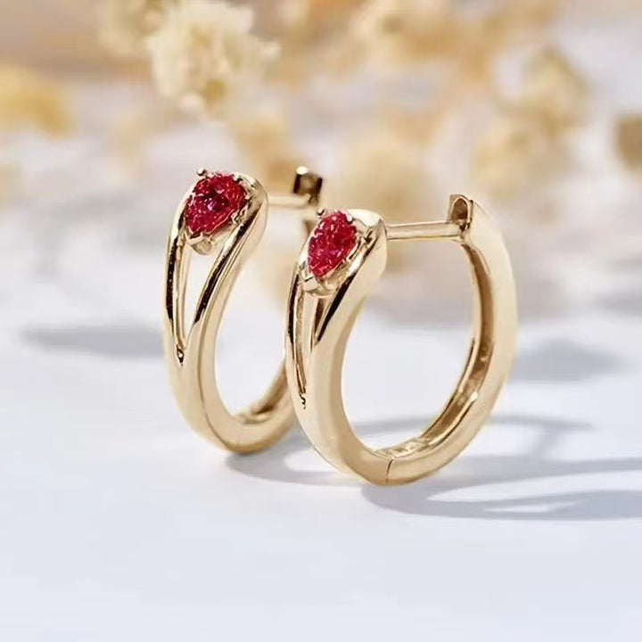 Pear Cut Diamond Hoop Earrings Women Elegant Minimalist Huggie Earring Multi Color Stone Wedding Party Daily Fashion Jewelry