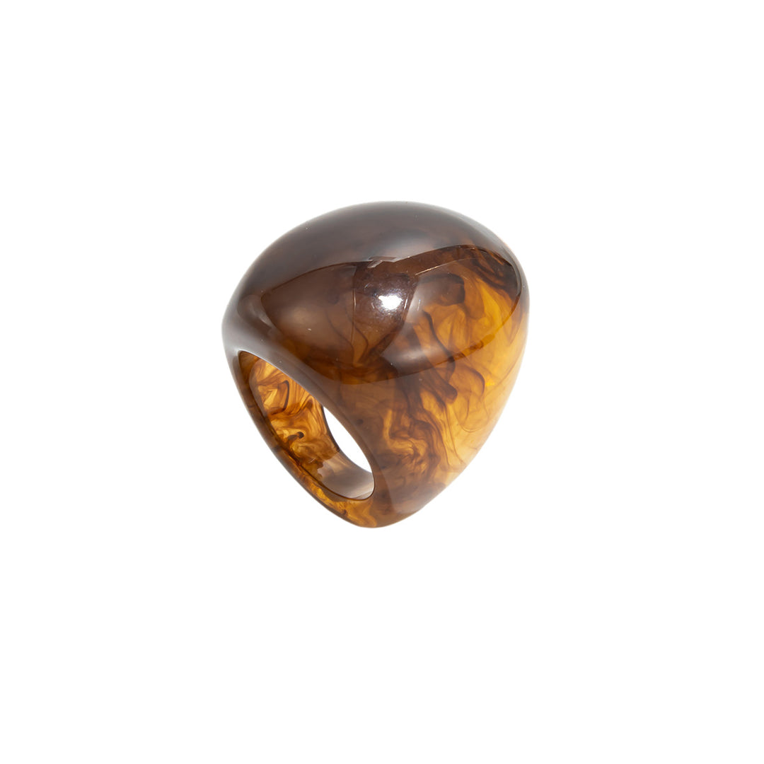 Marbled Swirl Cellulose Acetate Chunky Bubble Ring Retro Large‑Surface Open Women Ring