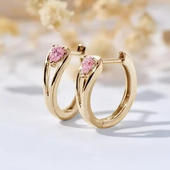 Pear Cut Diamond Hoop Earrings Women Elegant Minimalist Huggie Earring Multi Color Stone Wedding Party Daily Fashion Jewelry