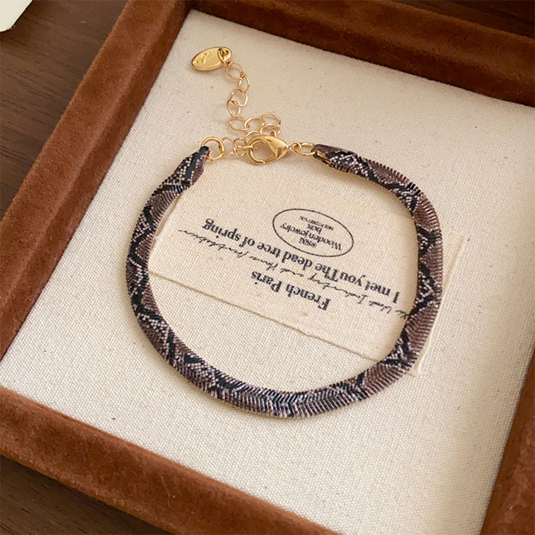 Snake Shape Statement Necklace Bracelet Set Textured Animal Pattern Choker Adjustable Trendy Unique Layered Fashion Jewelry Gift For Women