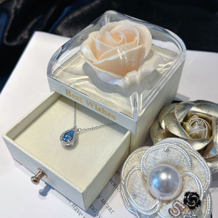 3‑Color Rose Soap Flower Drawer Jewelry Gift Box, Clear Acrylic Lid Romantic Jewellery Present Case