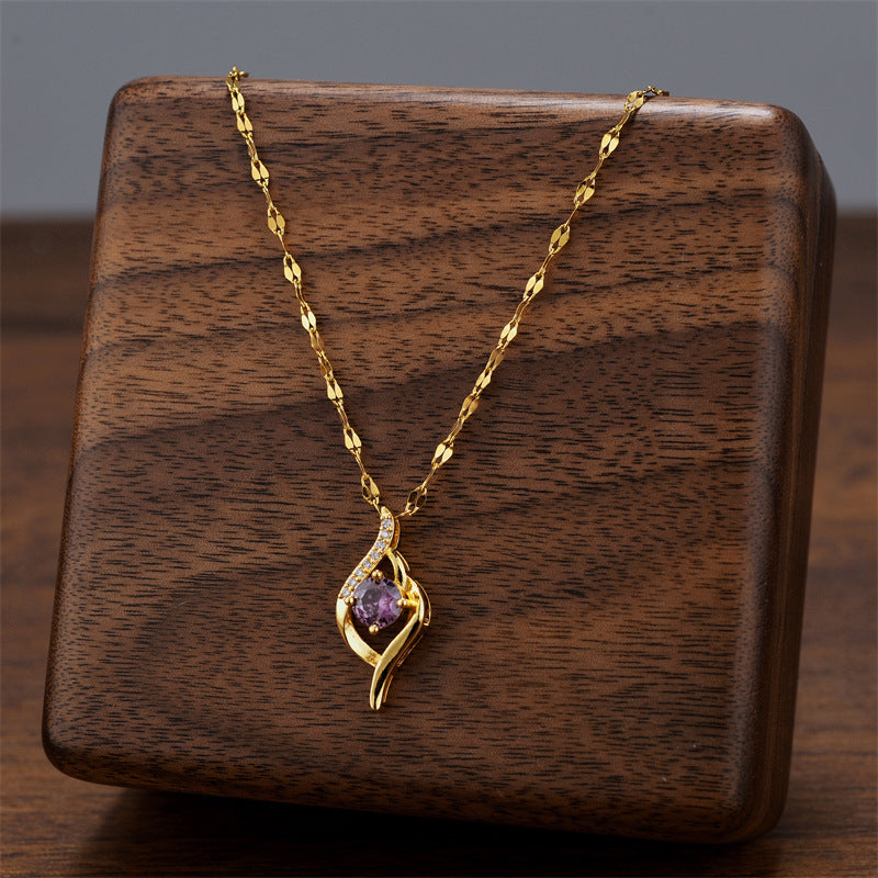 Twisted Curve Diamond Pendant Necklace Women Elegant Statement Solitaire Fashion Wedding Anniversary Gift Jewelry
