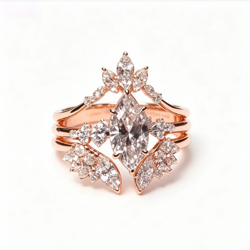 Vintage Floral Cluster Diamond Ring S925 Sterling Silver Statement Ring