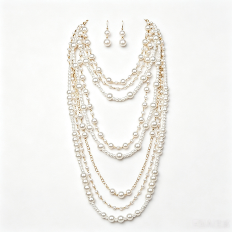 Minimalist Multi-Layer Pearl Necklace Set S925 Silver