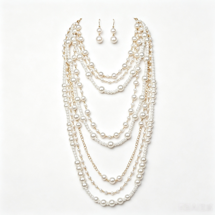Minimalist Multi-Layer Pearl Necklace Set S925 Silver