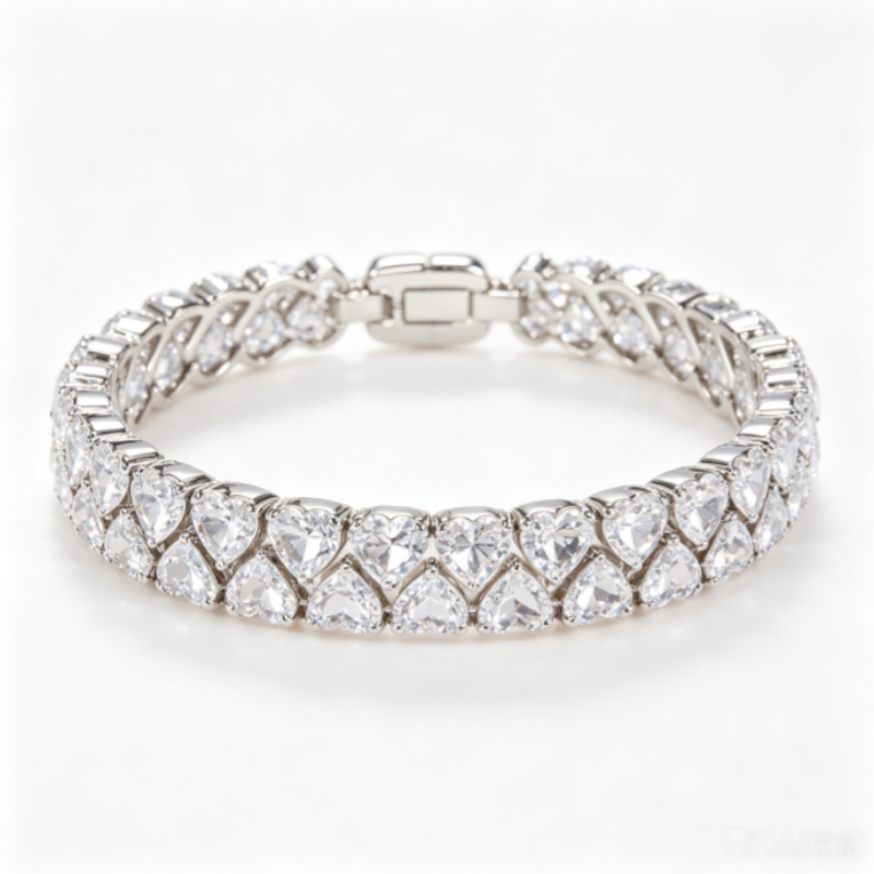 Heart-Shaped Diamond Tennis Bracelet