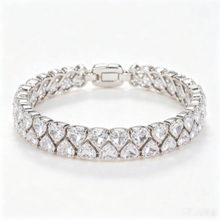 Heart-Shaped Diamond Tennis Bracelet